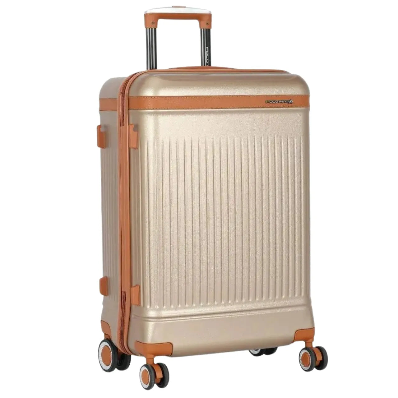 Mala de Viagem Grande 32kg Polo King Champanhe com Cadeado TSA Rodas 360°