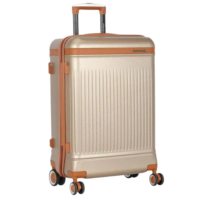 Mala de Viagem Grande 32kg Polo King Champanhe com Cadeado TSA Rodas 360°