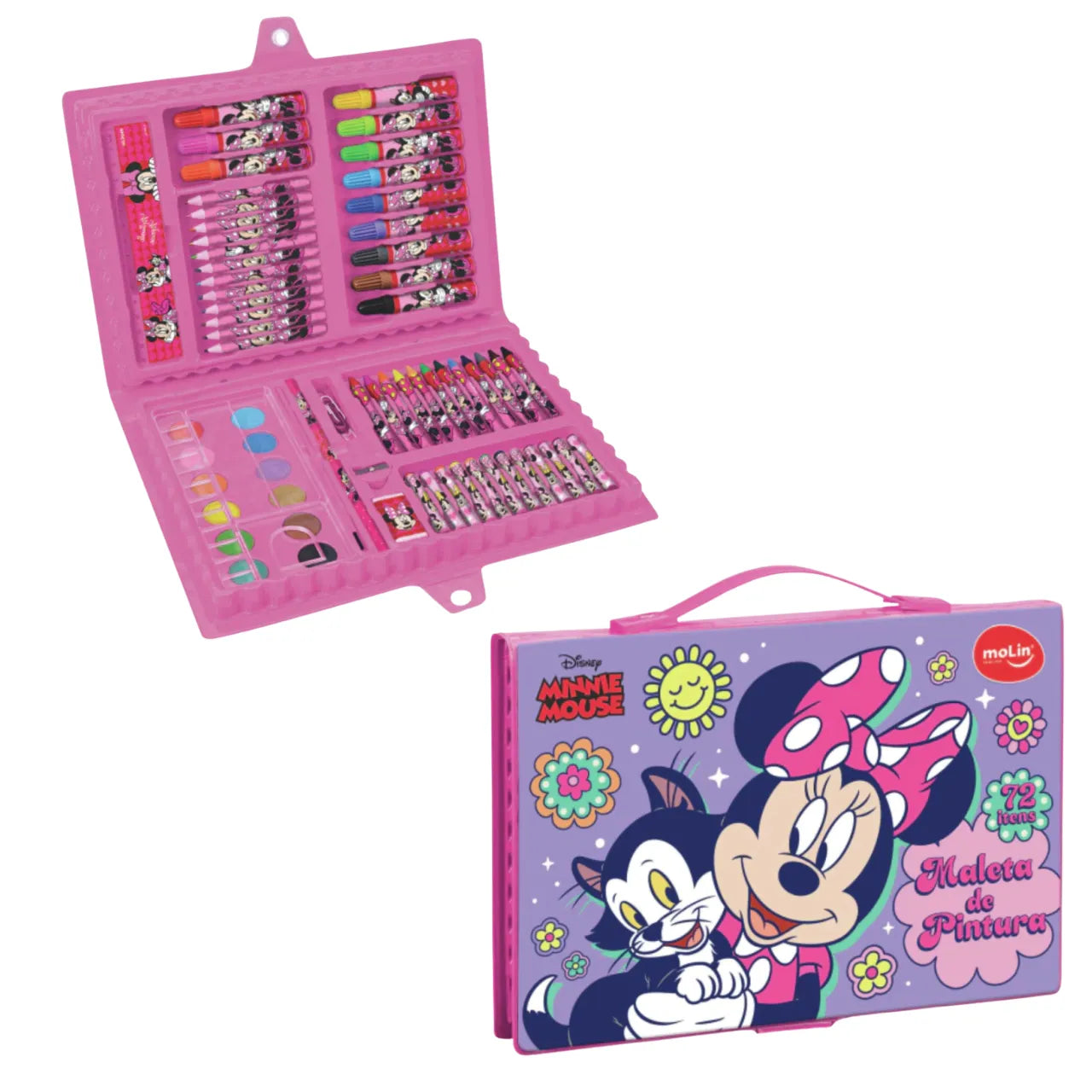 Maleta de Pintura Infantil Minnie Mouse Molin 72 Itens