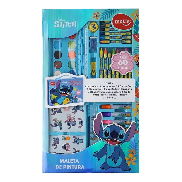 Maleta de Pintura Infantil Stitch Molin +60 Peças Escolar