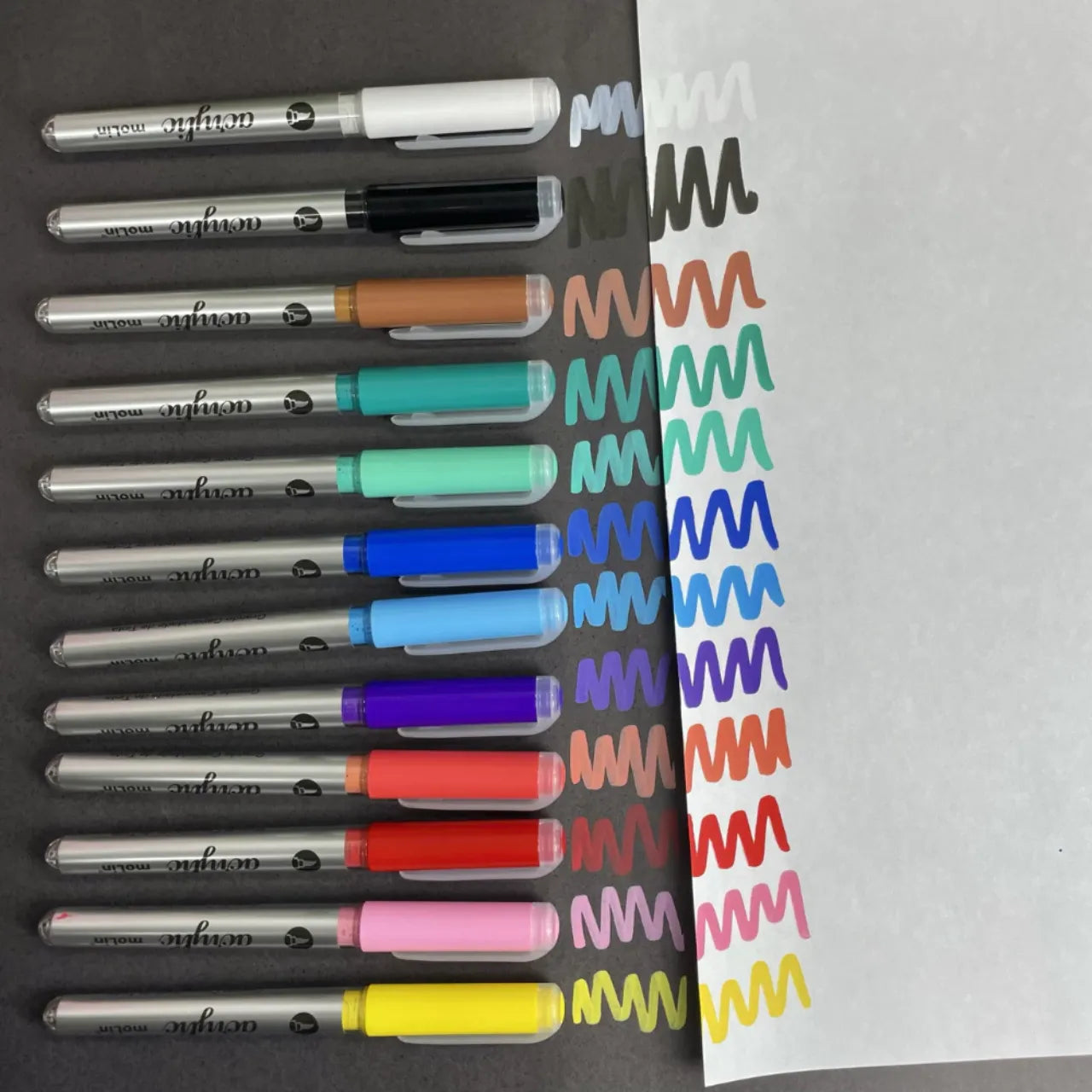 Marcador Acrílico Brush 12 Cores Regulares Molin Ponta Flexível