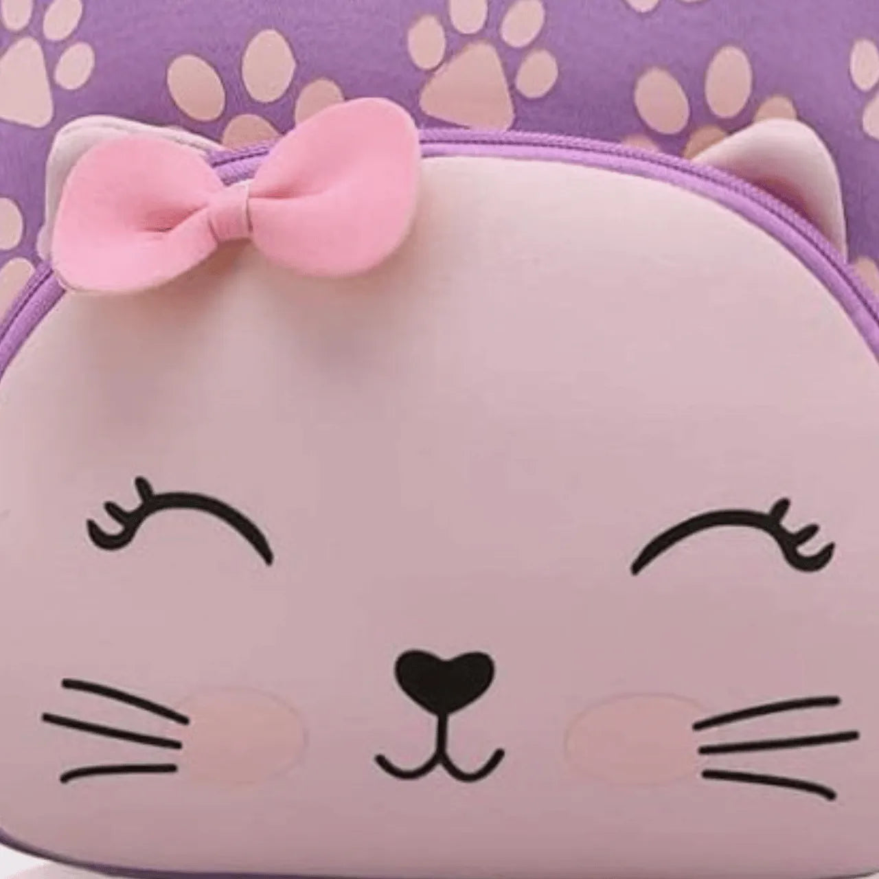 Mochila Baby Infantil Escolar Costas Gatinha Lilás com Bolsos Laterais