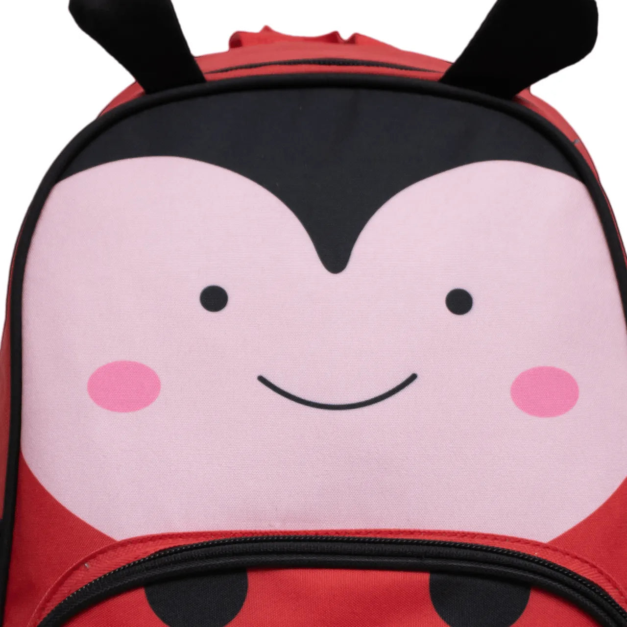 Mochila Baby Infantil Escolar Costas Joaninha Vermelha com Compartimento Principal e Bolsos em Tela