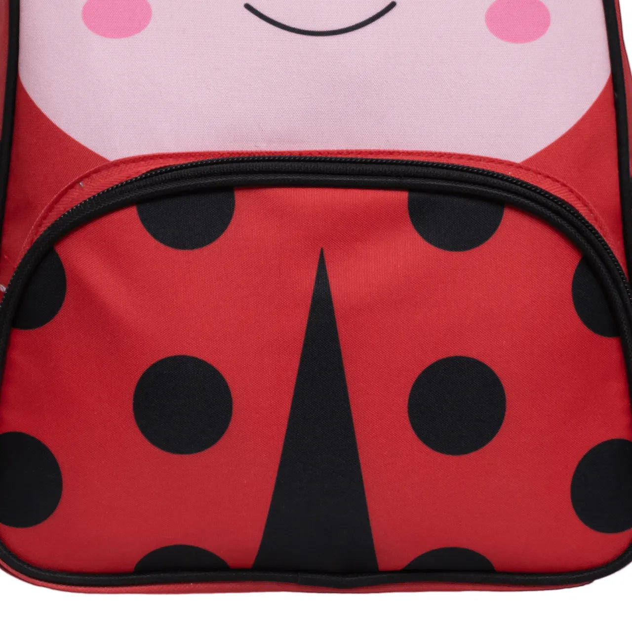 Mochila Baby Infantil Escolar Costas Joaninha Vermelha com Compartimento Principal e Bolsos em Tela