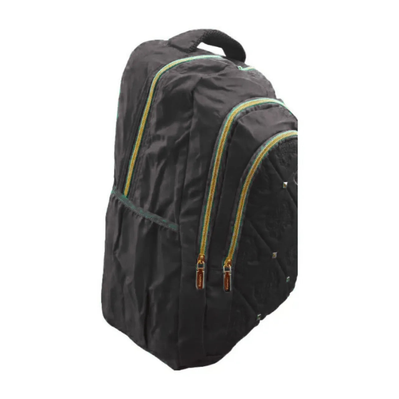 Mochila De Costas Preta com Detalhes Dourado Ponto Verde