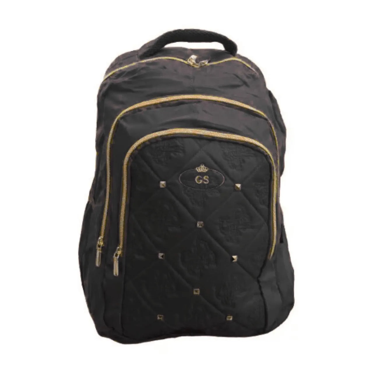 Mochila De Costas Preta com Detalhes Dourado Ponto Verde