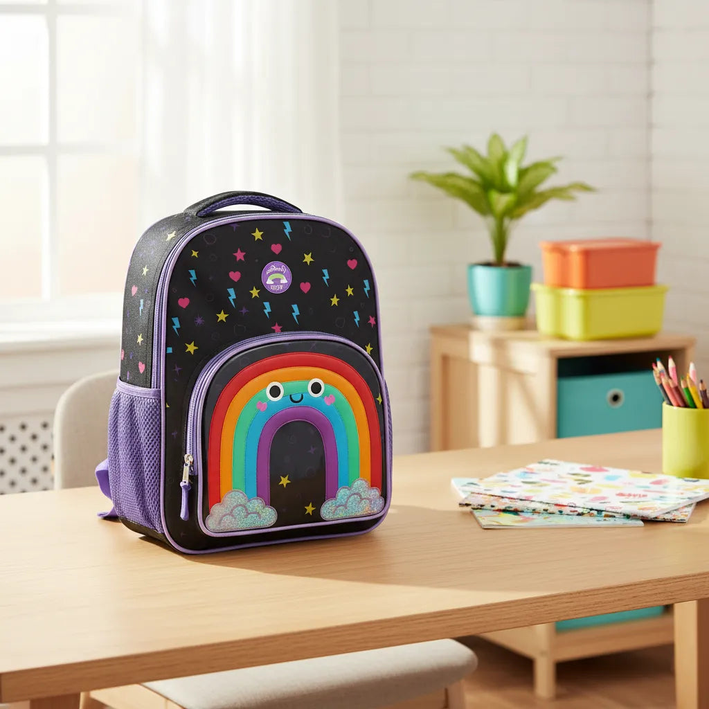 Mochila Infantil Costas Arco-Íris Colorido Yepp com Bolso Frontal