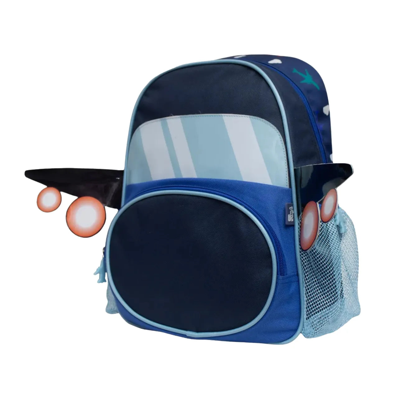 Mochila Infantil Costas Avião 3D Azul Escolar