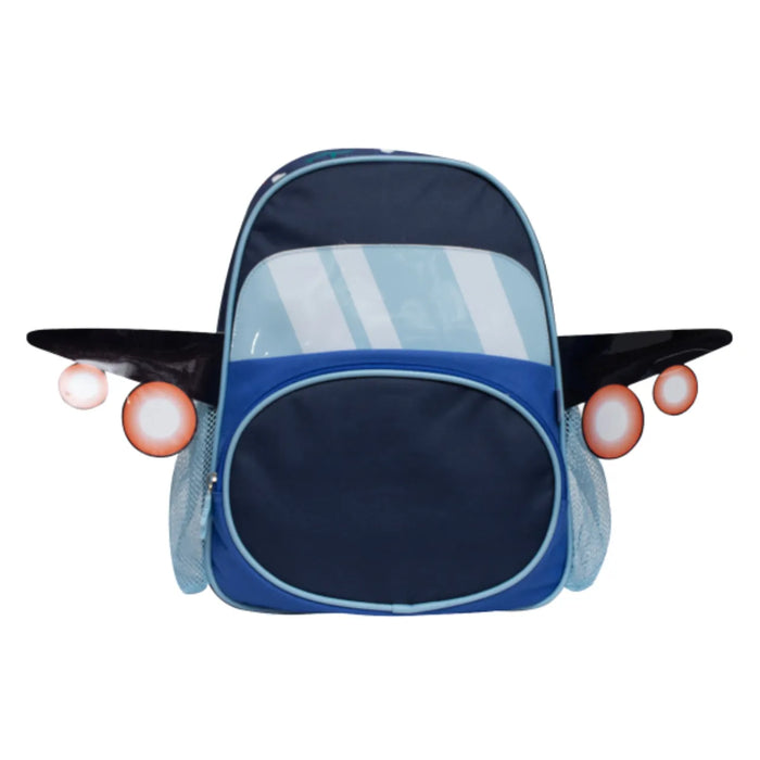 Mochila Infantil Costas Avião 3D Azul Escolar