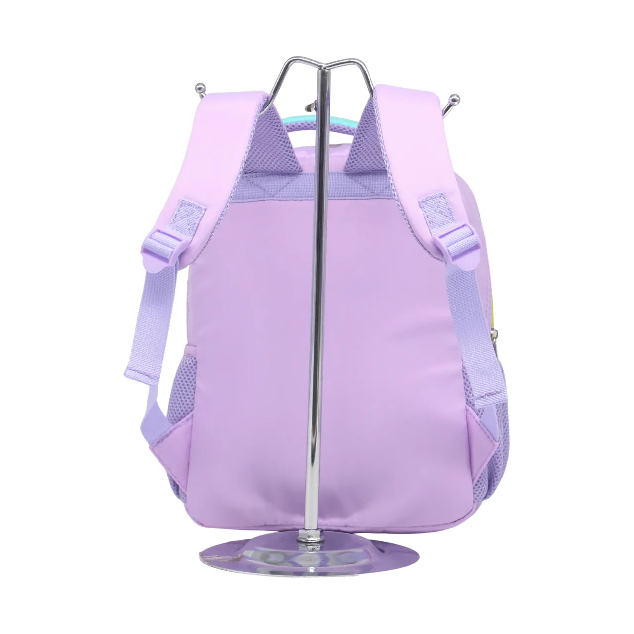 Mochila Infantil Costas Lilás Arco Íris Escolar com Bolso Frontal