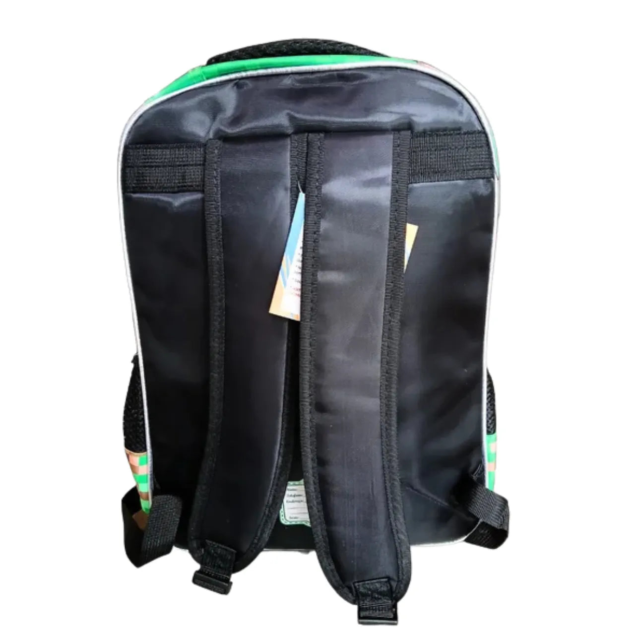 Mochila Infantil Costas Pixel Game Start Verde Bolsos Laterais