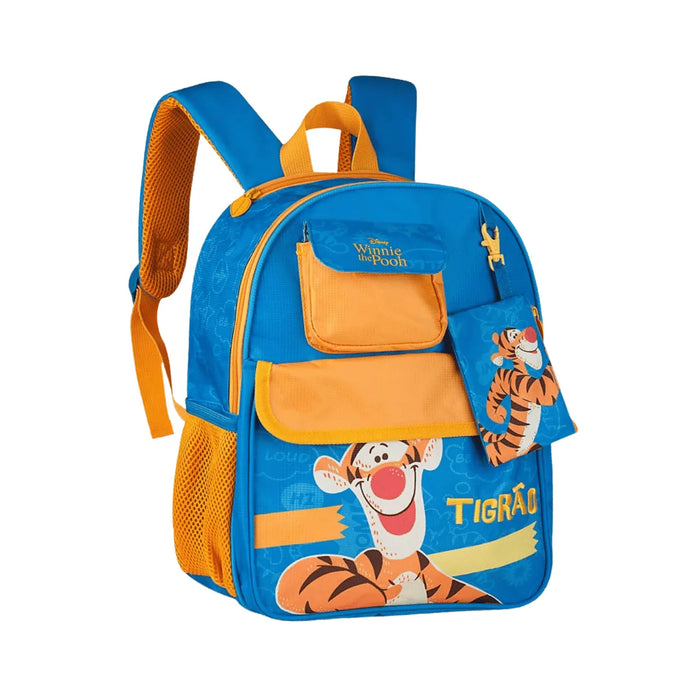 Mochila Infantil Costas Tigrão Winnie the Pooh com Bolsos Laterais