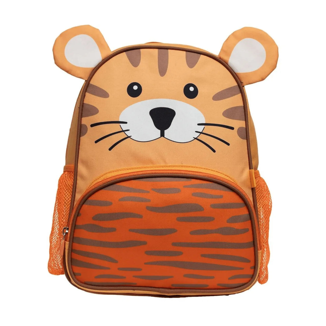 Mochila Infantil Costas Tigre 3D Laranja Escolar com bolsos laterais