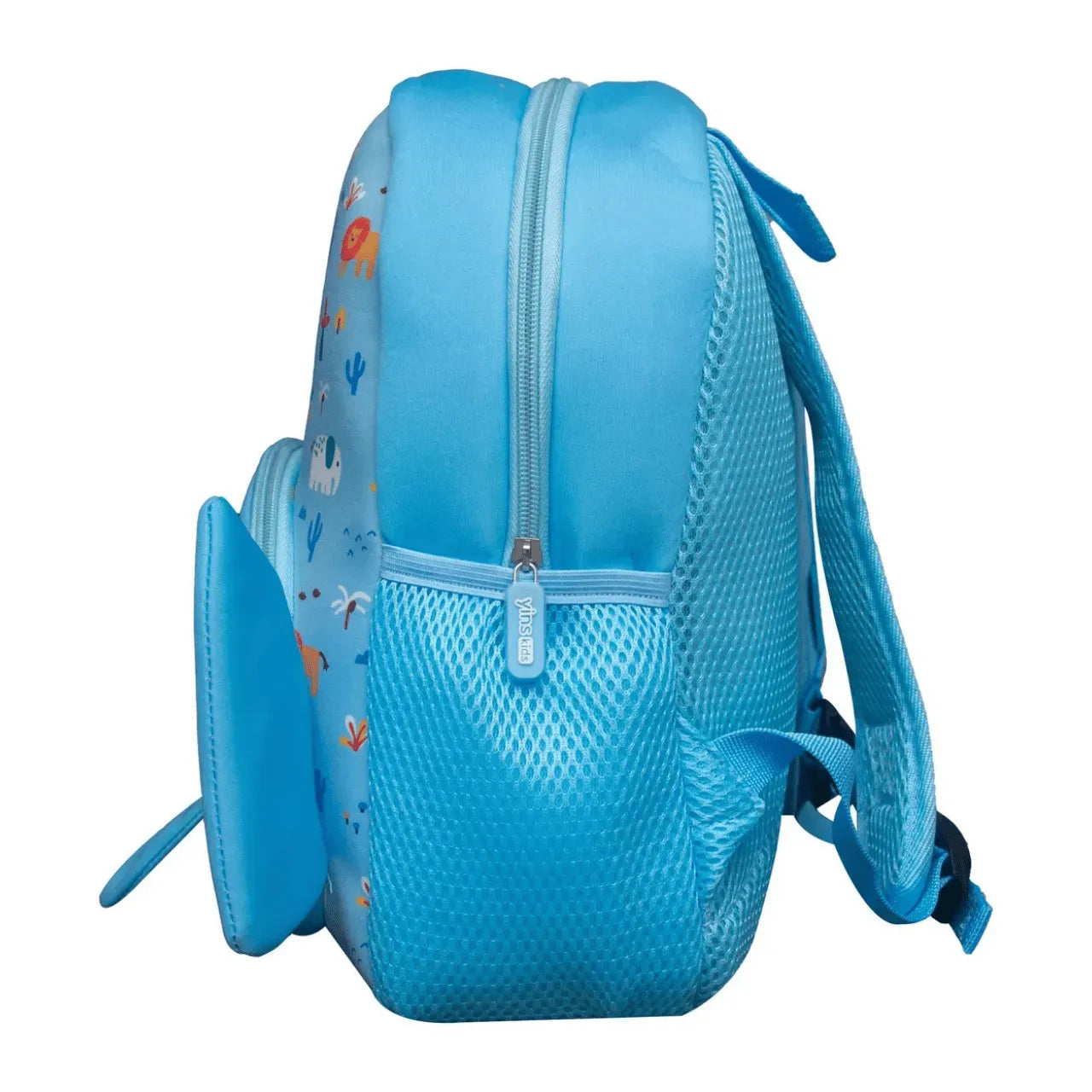Mochila Infantil Escolar Costas Elefante Azul Bolsos Laterais