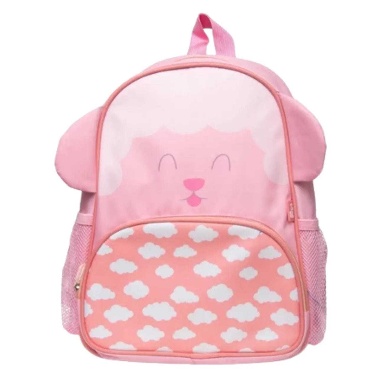 Mochila Infantil Escolar Costas Ovelhinha Rosa Bolsos Laterais