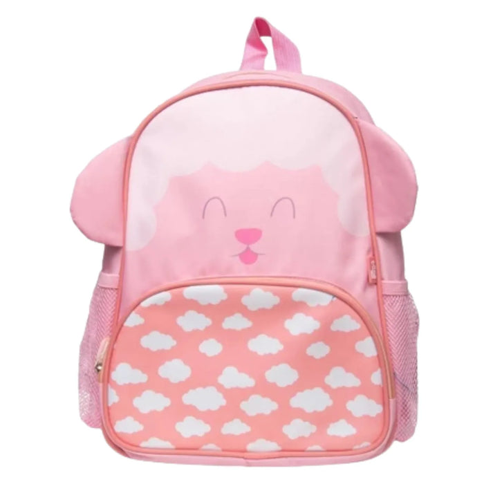 Mochila Infantil Escolar Costas Ovelhinha Rosa Bolsos Laterais