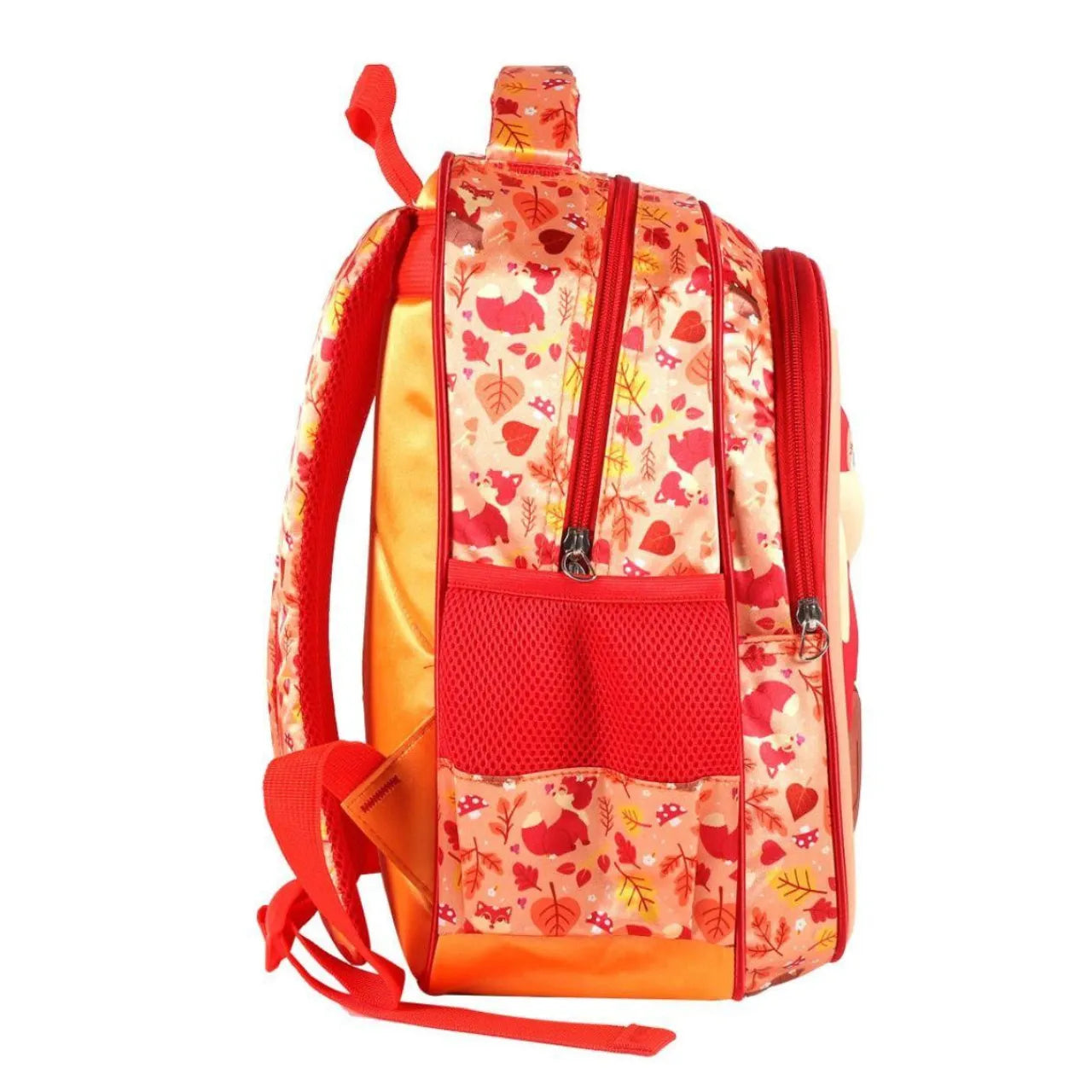 Mochila Infantil Escolar Costas Raposa Laranja Bolsos Laterais