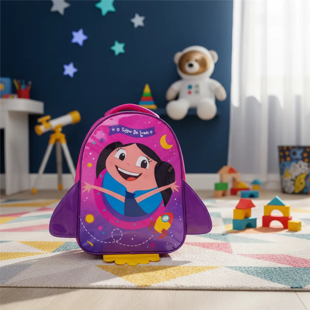 Mochila Infantil Escolar Costas Show da Luna com Design Anatômico e Alças Reguláveis