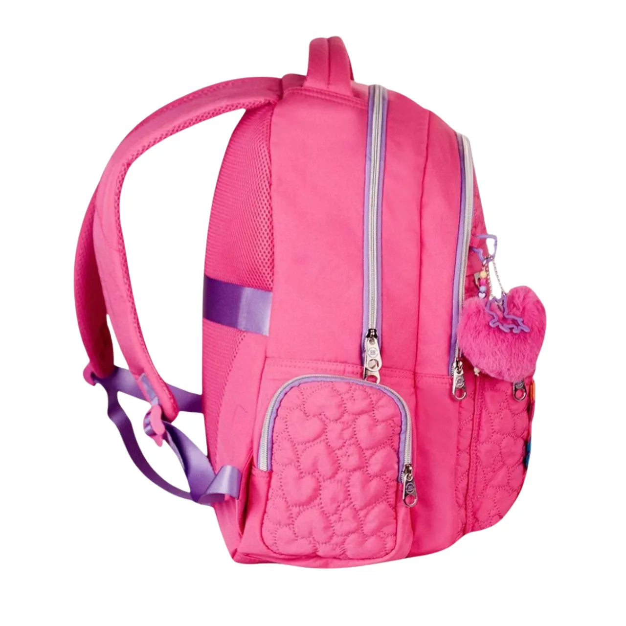 Mochila de Costa Rebecca Bonbon Rosa Floral com Bolso Frontal