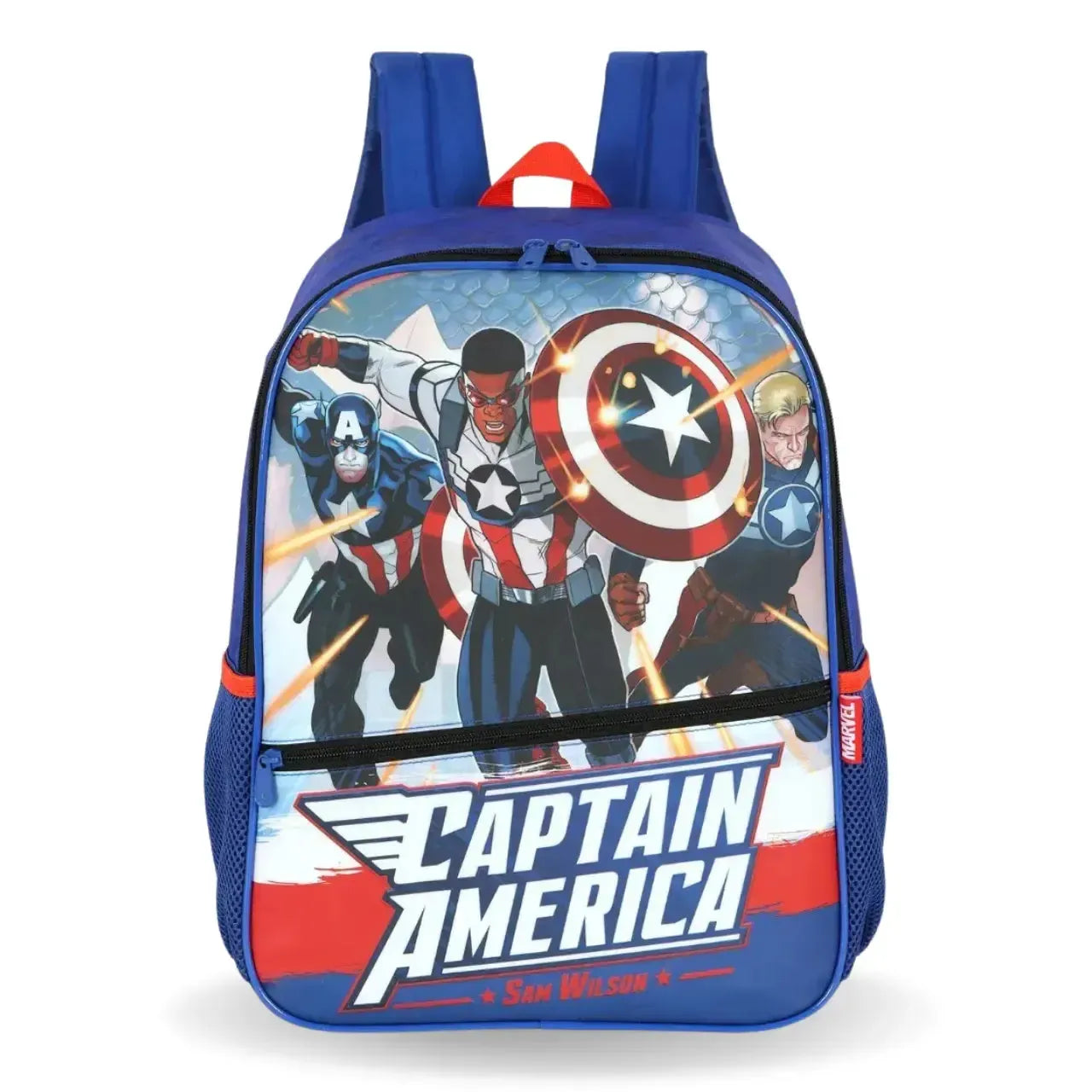 Mochila de Costas Avengers Azul e Vermlho Marvel com Bolso Frontal