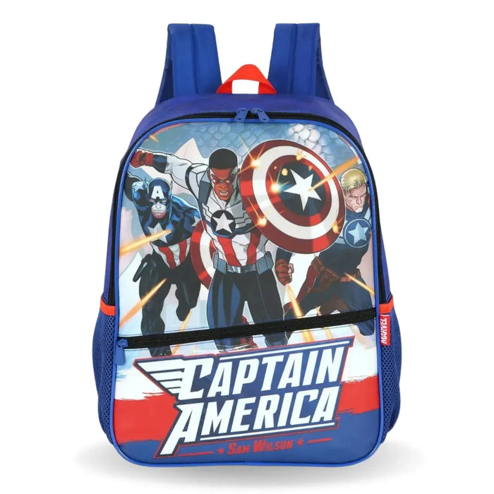 Mochila de Costas Avengers Azul e Vermlho Marvel com Bolso Frontal