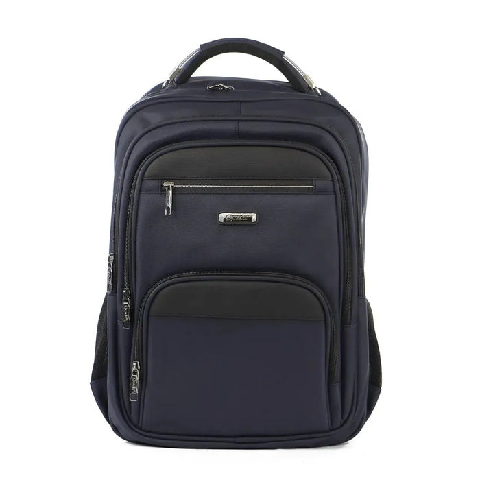 Mochila de Costas Azul 4 Zíperes Reforçada Alças Acolchoadas