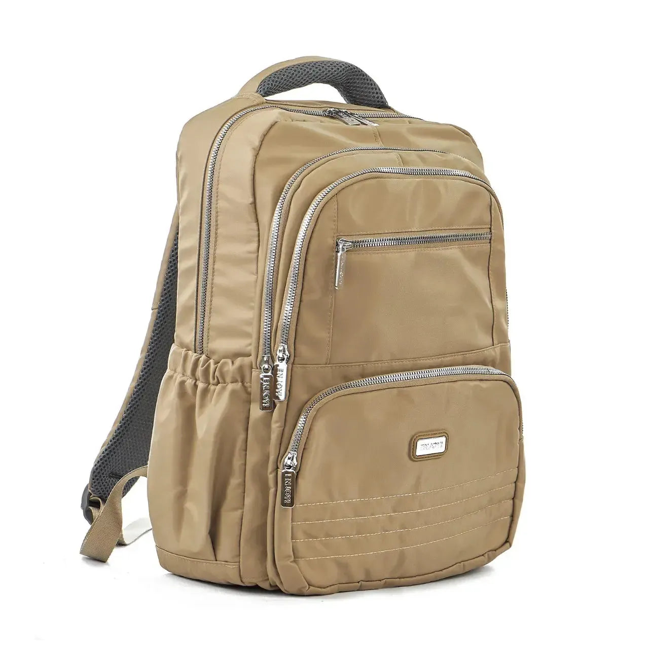 Mochila de Costas Caqui Alças Reforçadas Bolso Antifurto