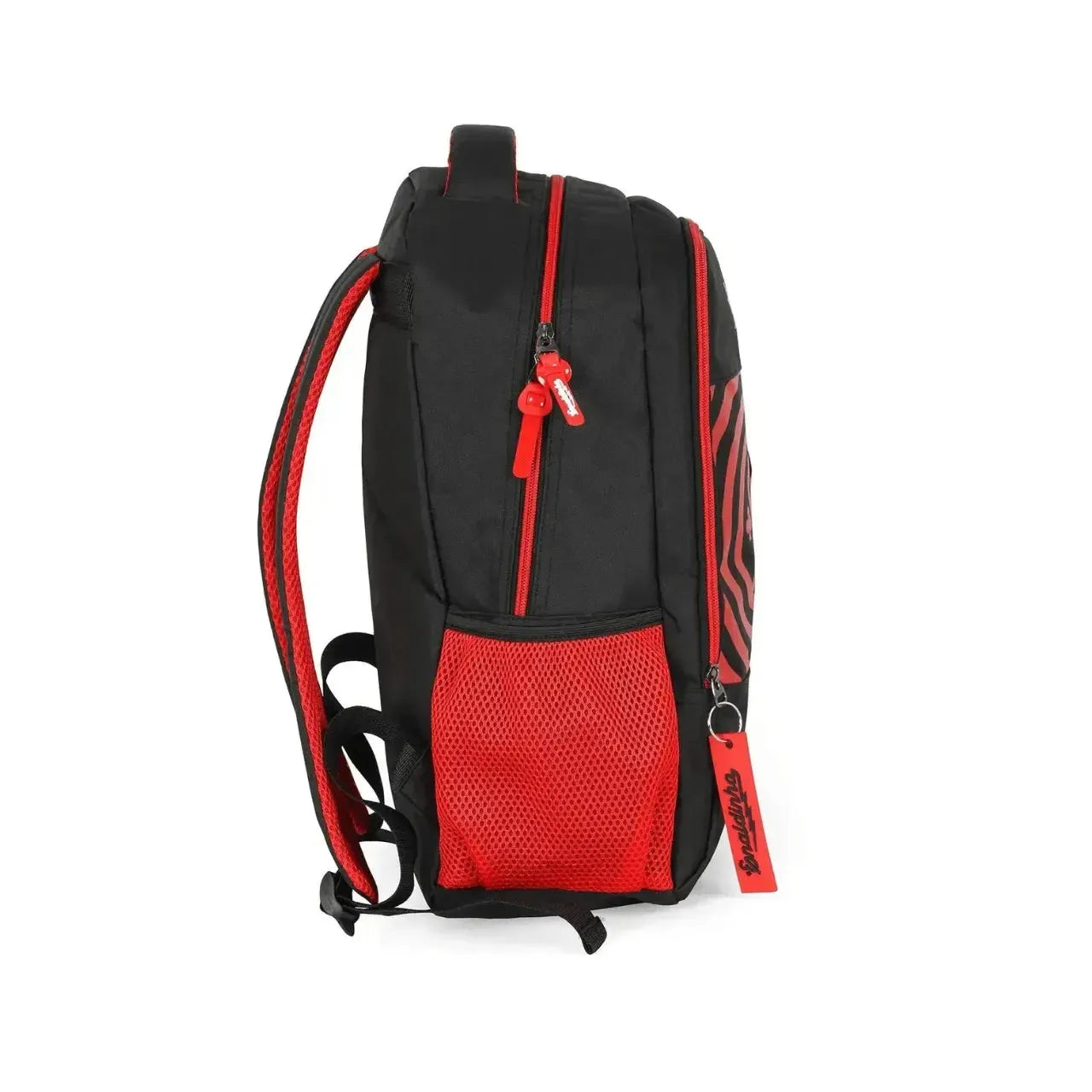 Mochila de Costas Enaldinho Preta e Vermelha Juvenil com Alça Reforçada