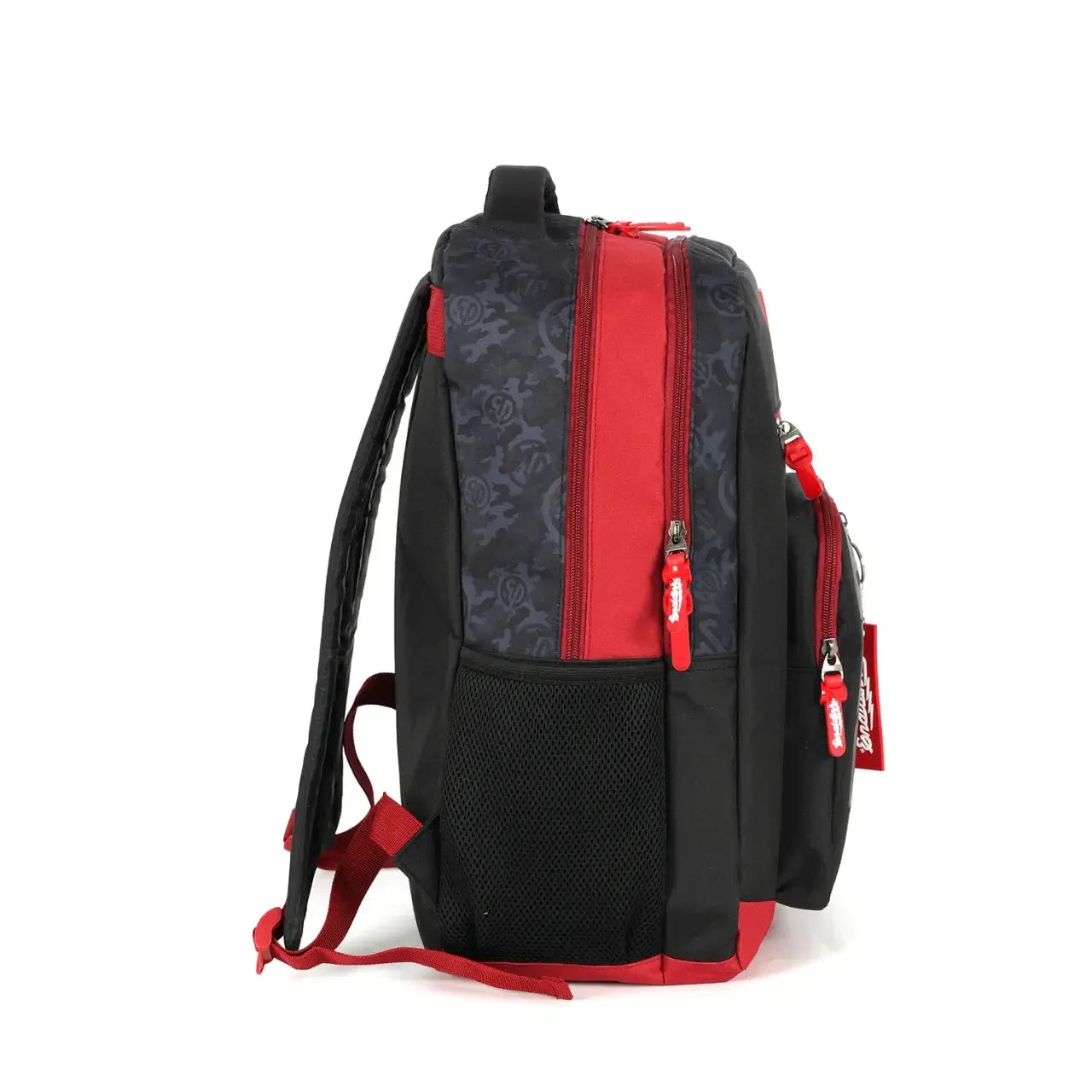 Mochila de Costas Enaldinho Preto e Vermelho Juvenil com Bolso Frontal