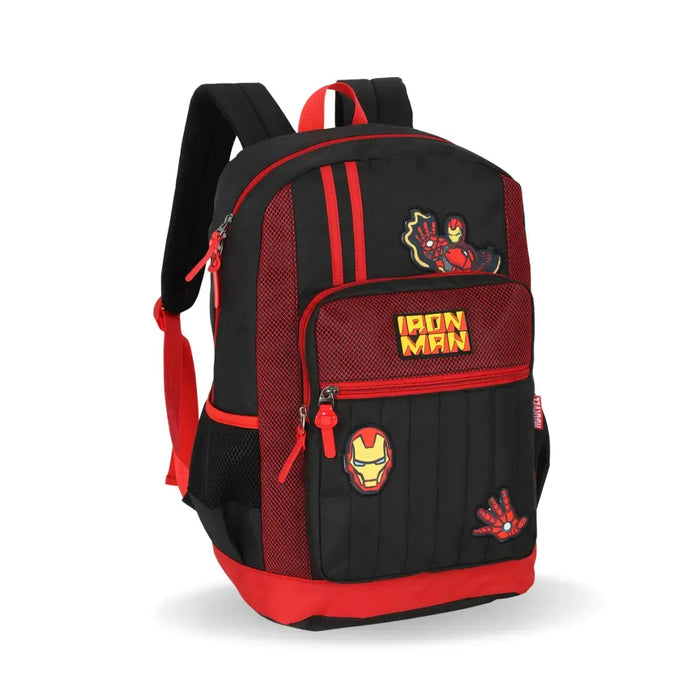 Mochila de Costas Homem de Ferro Marvel Juvenil Preta com Bolso Frontal