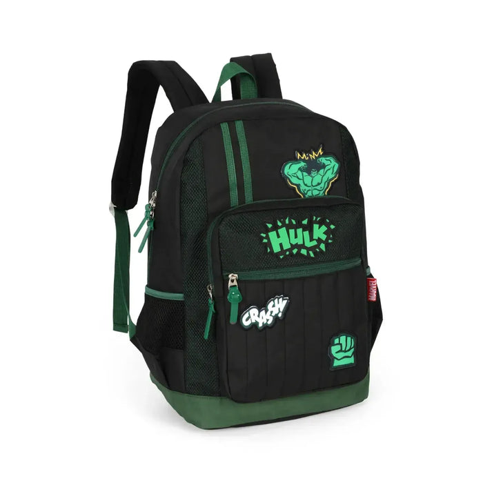 Mochila de Costas Hulk Avengers Preta Marvel Juvenil com Bolso Frontal