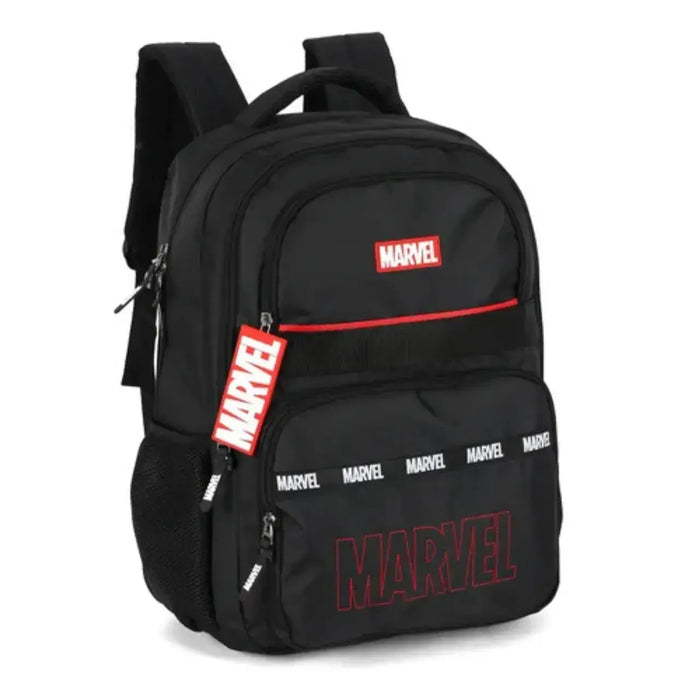 Mochila de Costas Marvel Preta com Vermelho Juvenil com Bolso Frontal