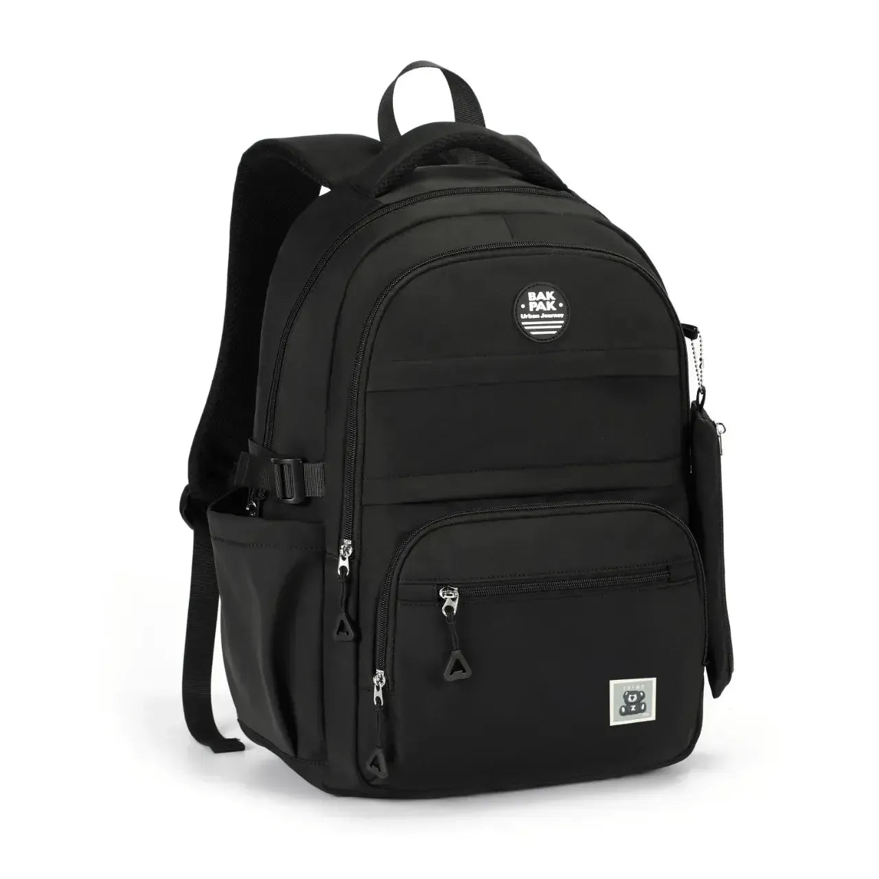 Mochila de Costas Preta Acolchoada Com Estojo 4 Zíperes Reforçada