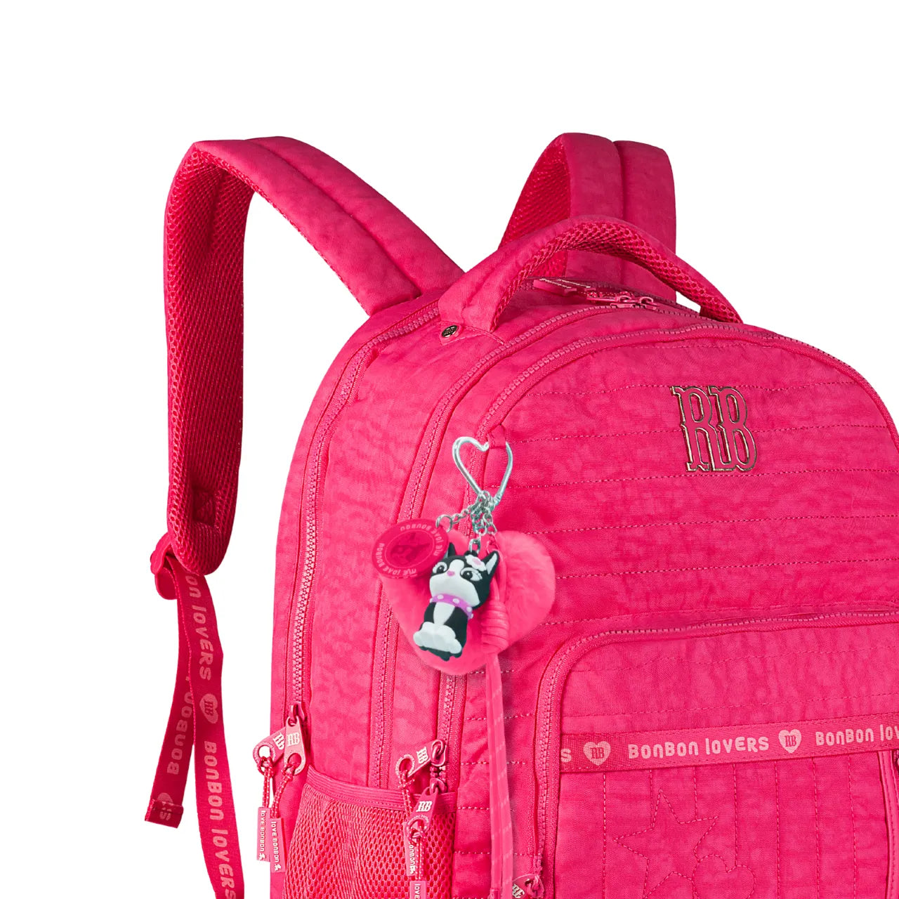Mochila de Costas Rebecca Bonbon Costura Pink com Bolso Frontal