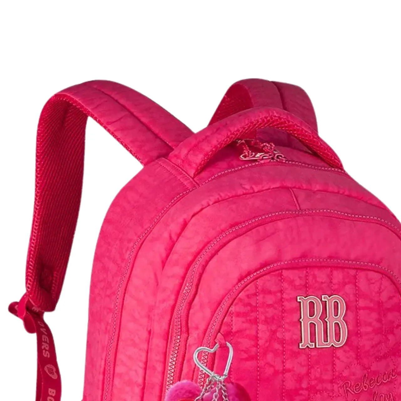 Mochila de Costas Rebecca Bonbon Costura Pink com Bolso Frontal