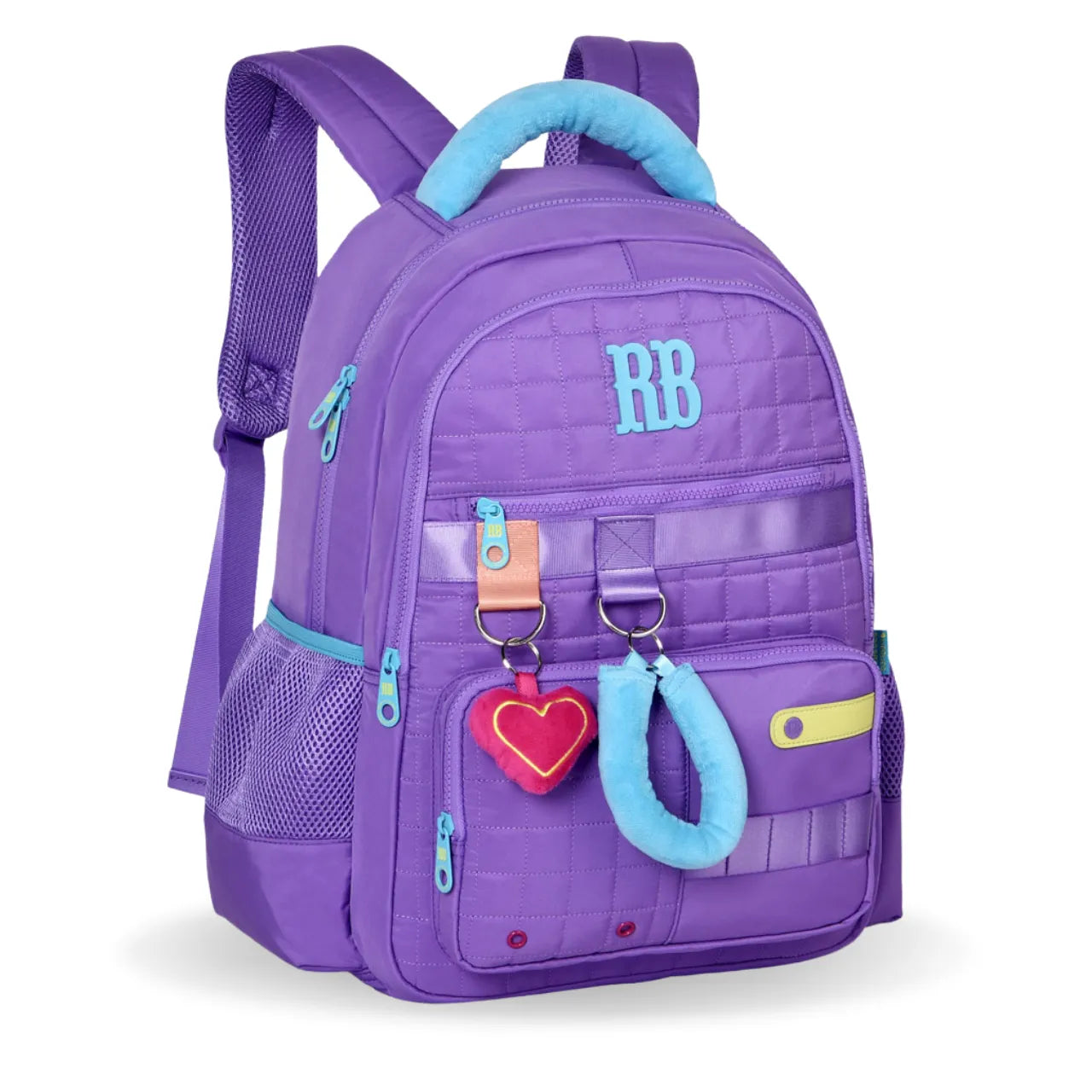 Mochila de Costas Rebecca Bonbon Lilás de Pelúcia com Bolso Frontal