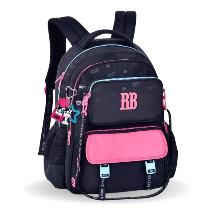 Mochila de Costas Rebecca Bonbon Preta com Bolso Removível e Alças Reforçadas