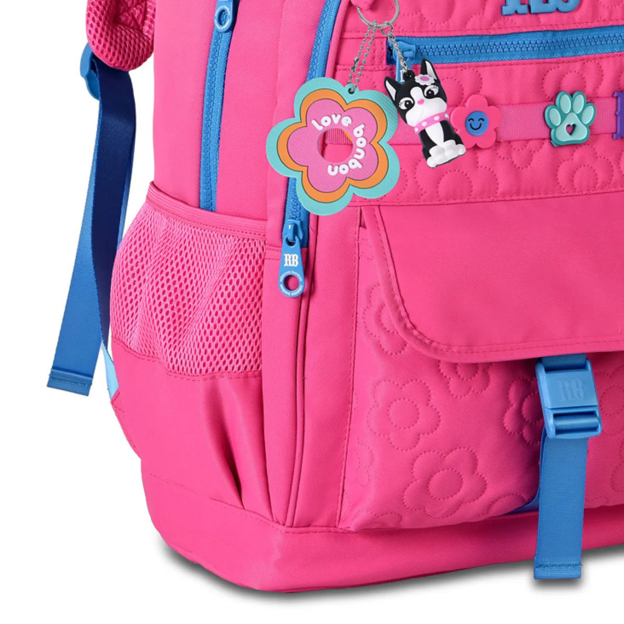 Mochila de Costas Rebecca Bonbon Rosa Floral com Bolso Frontal