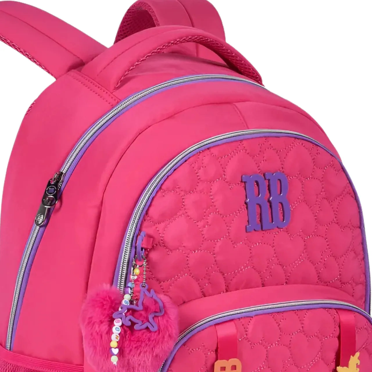Mochila de Costas Rebecca Bonbon Rosa Floral com Bolso Frontal