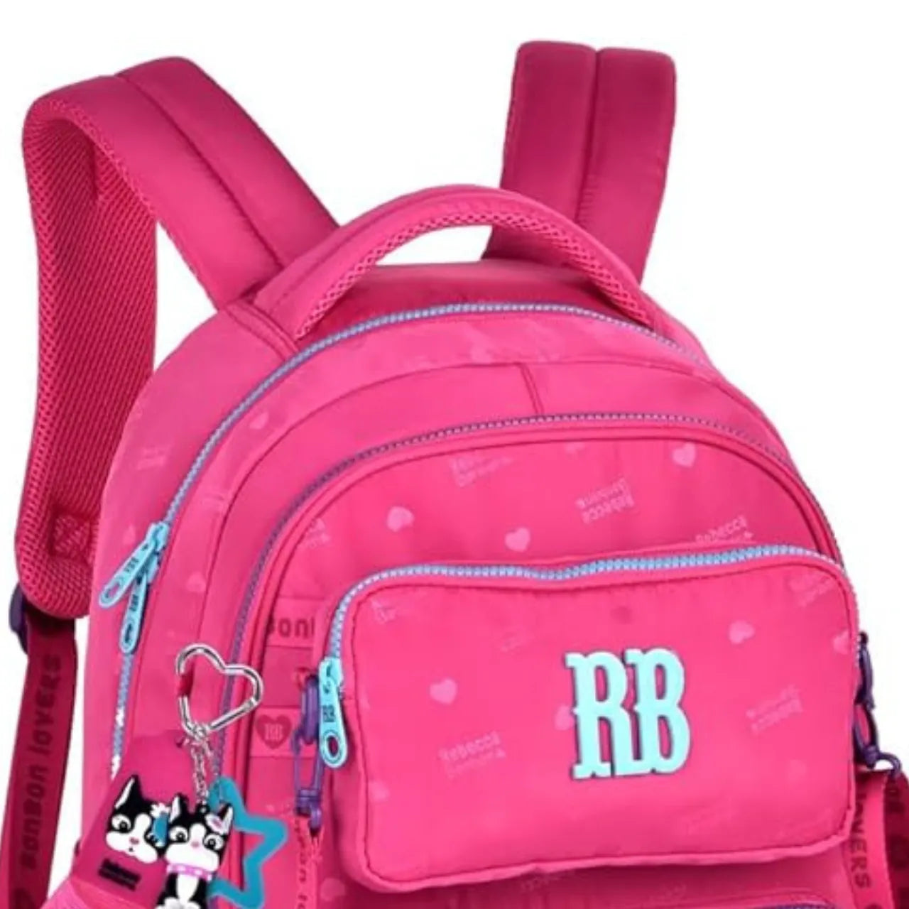 Mochila de Costas Rebecca Bonbon Rosa com Bolso Removível e Alças Reforçadas