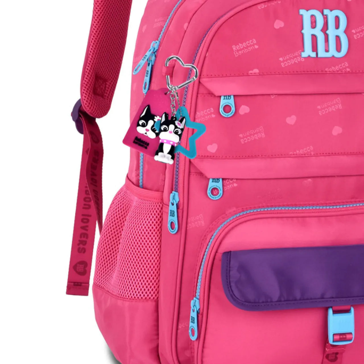 Mochila de Costas Rebecca Bonbon Rosa com Bolsos Frontais