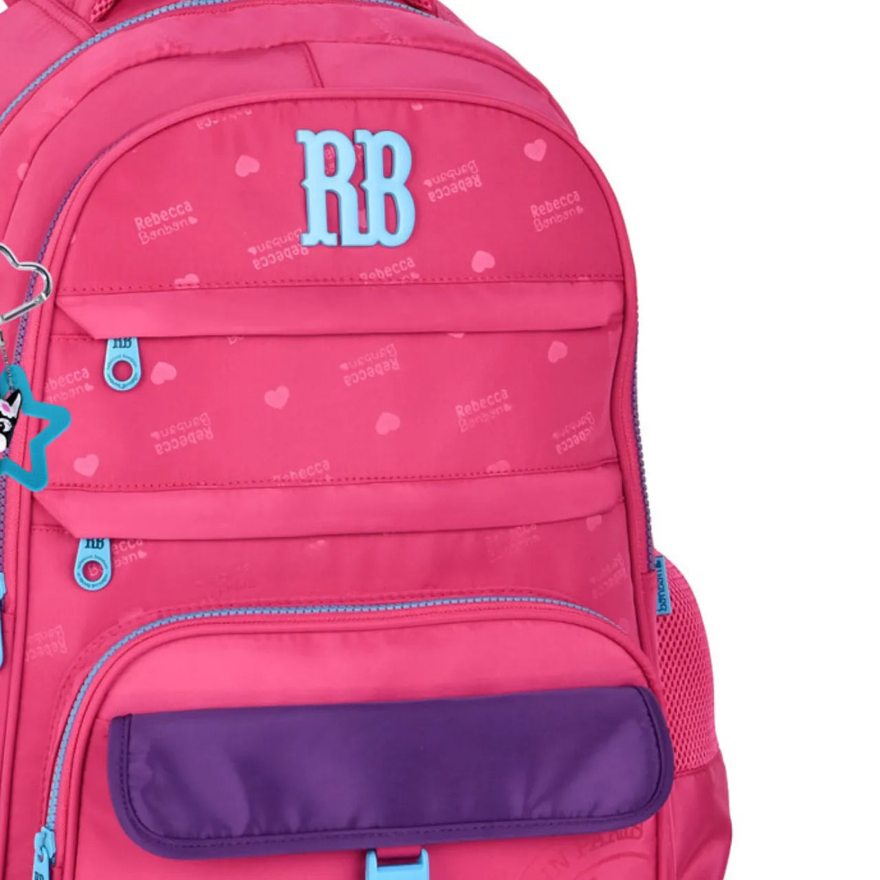 Mochila de Costas Rebecca Bonbon Rosa com Bolsos Frontais