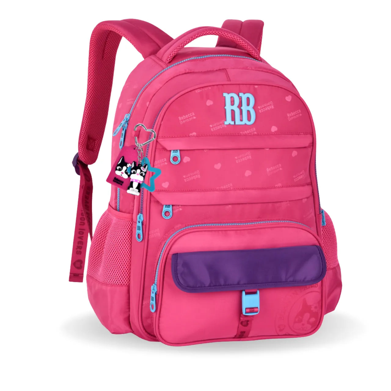 Mochila de Costas Rebecca Bonbon Rosa com Bolsos Frontais
