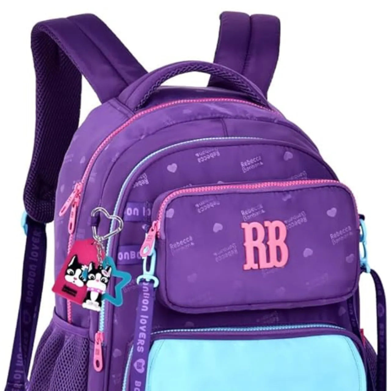 Mochila de Costas Rebecca Bonbon Roxa com Bolso Removível e Alças Reforçadas