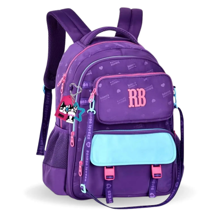 Mochila de Costas Rebecca Bonbon Roxa com Bolso Removível e Alças Reforçadas