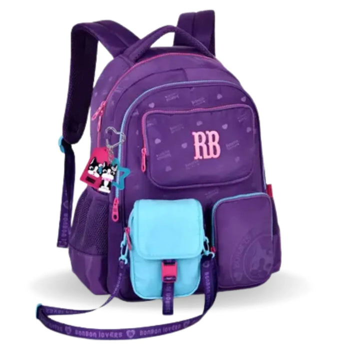 Mochila de Costas Rebecca Bonbon Roxa com Bolso Removível e Alças Reforçadas