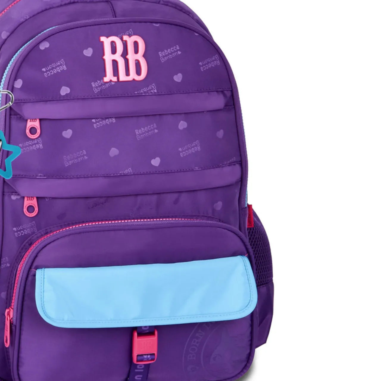 Mochila de Costas Rebecca Bonbon Roxa com Bolsos Frontais