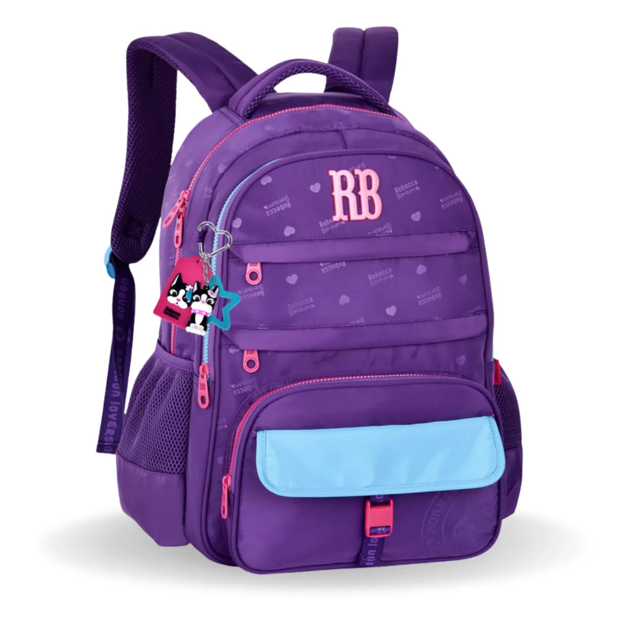Mochila de Costas Rebecca Bonbon Roxa com Bolsos Frontais