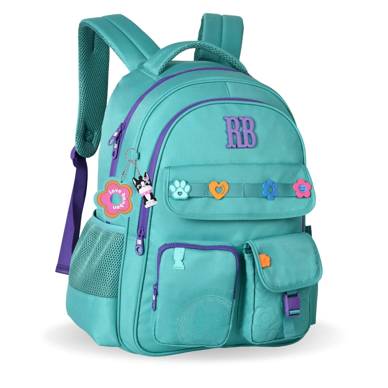 Mochila de Costas Rebecca Bonbon Verde Floral com Bolso Frontal