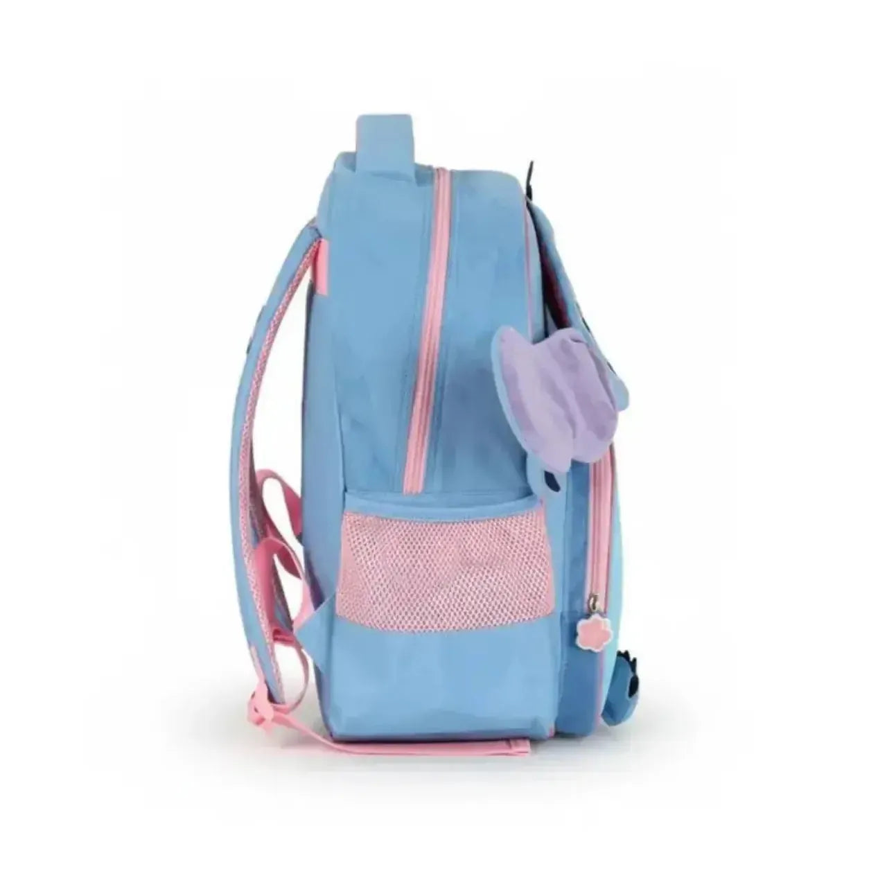 Mochila de Costas Stitch Azul Abertura Interativa e Bolso Frontal